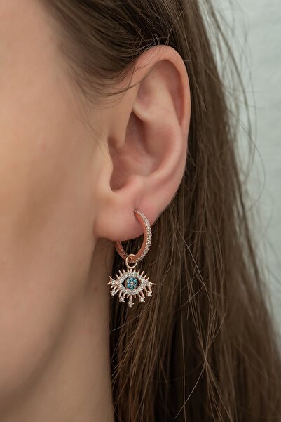 Nereze Kadın Sarı 925 Ayar Sallantılı Göz Küpe