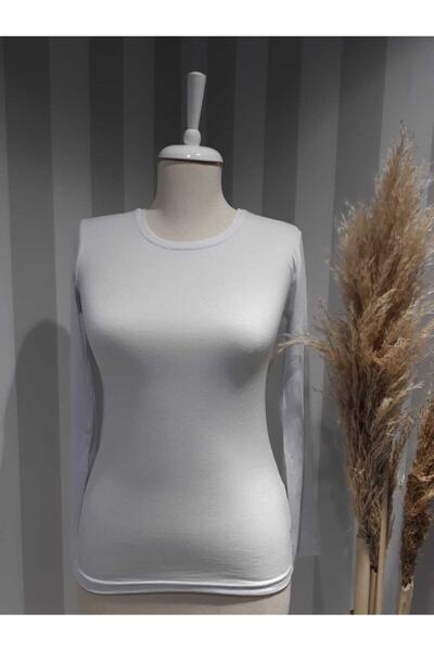 nacar çarşı Дамски бял боди с дълъг ръкав