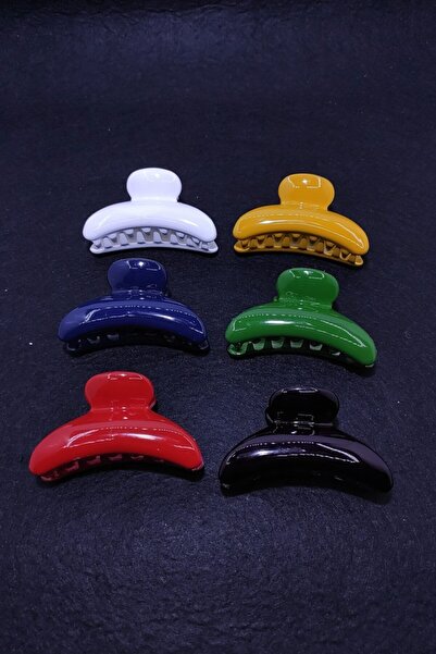 platin hediyelik 6 Pieces Mixed Color Medium Size Half Moon Peg Buckle Women's Hair Clip