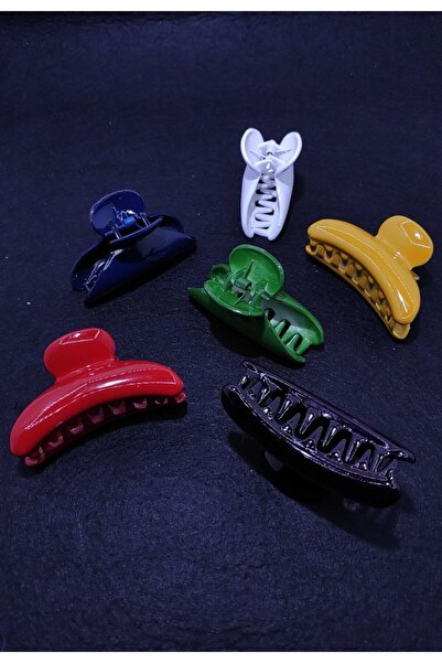 platin hediyelik 6 Pieces Mixed Color Medium Size Half Moon Peg Buckle Women's Hair Clip