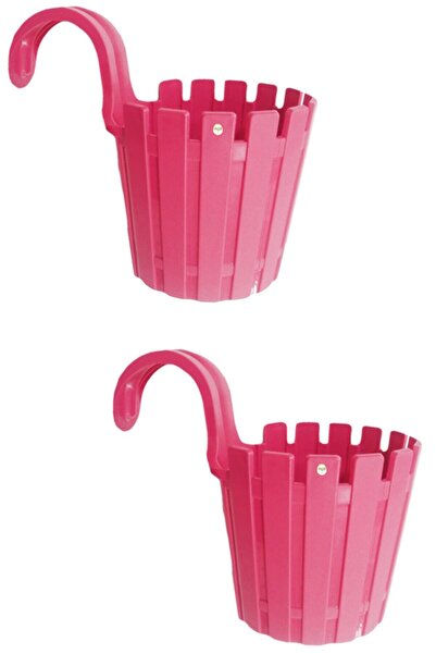 Genel Markalar Pembe Akasya Askılı Duvar Balkon Saksı 2 Adet , Askılı 2'li Pe...
