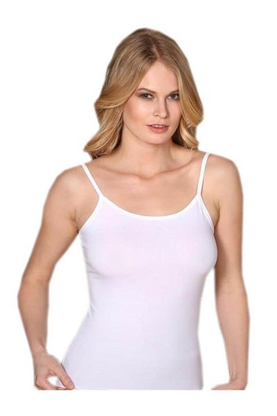 Berrak Women's Beige Lycra Cotton Rope Strap Undershirt 2128