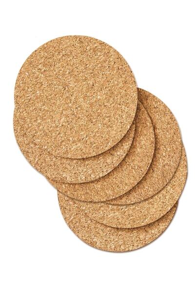 direkt-al قاعدة أكواب دائرية من الفلين 6 قطع بقاعدة مطاطية غير قابلة للانزلاق