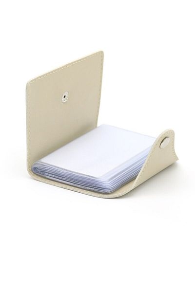 2K Credit Card Holder Beige 10 Leaves Vertical 7.5x9.7 Cm