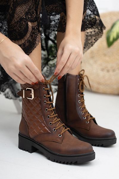 derithy Women's Ajelis Boots-Brown-syy4040