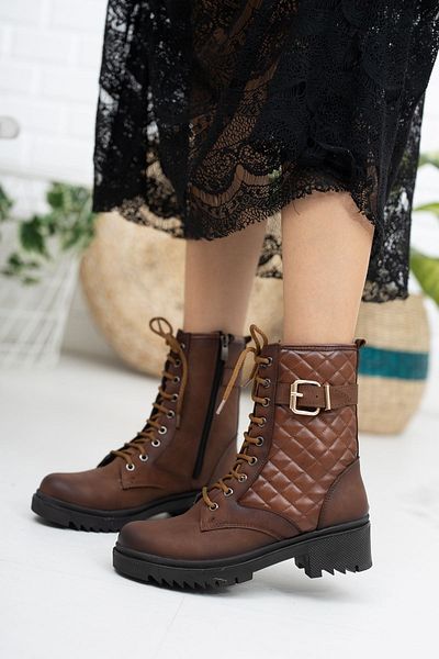 derithy Women's Ajelis Boots-Brown-syy4040