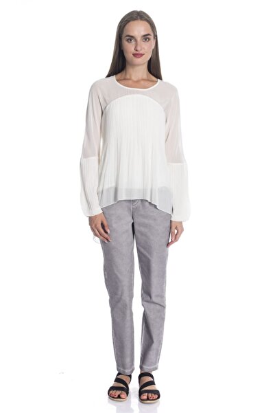 Bulalgiy Kadın Beyaz Şifon Bluz - Bga020339