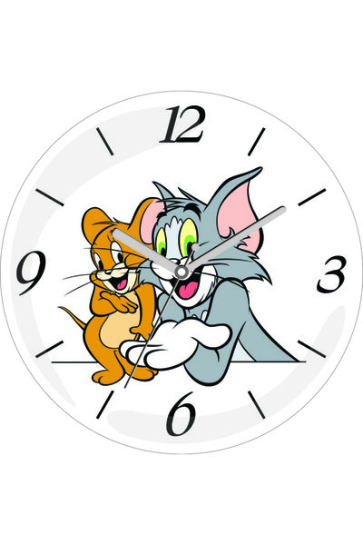 3M ساعة حائط من الزجاج الحقيقي المموج من توم وجيري