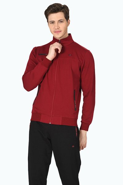 Marco Ferry Claret Red Men's Half Turtleneck Zipper Tracksuit Edy19102b