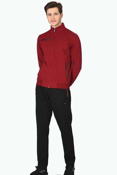 Marco Ferry Claret Red Men's Half Turtleneck Zipper Tracksuit Edy19102b