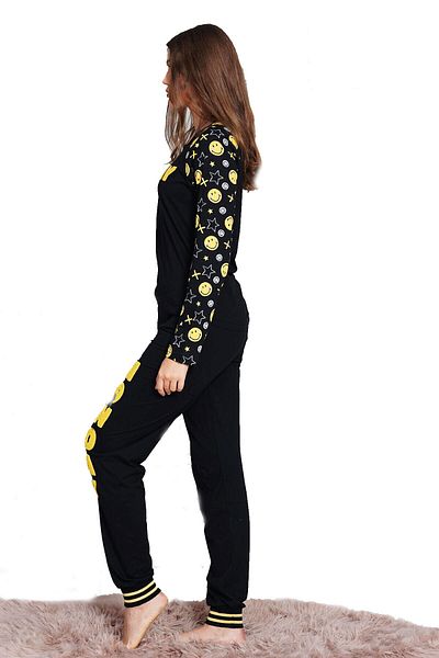 VİENETTA Black Women's Crew Neck Long Sleeve Cuffed Two Thread Cotton Tracksuit 3687