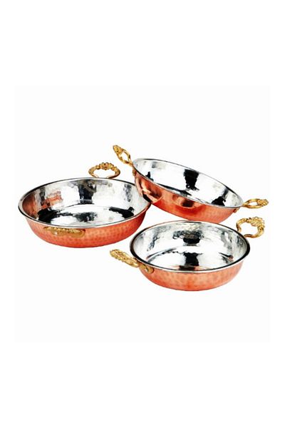 Fantom Handmade Thick Forged Copper Pan - No:2, 16cm Pewter, Double Handle