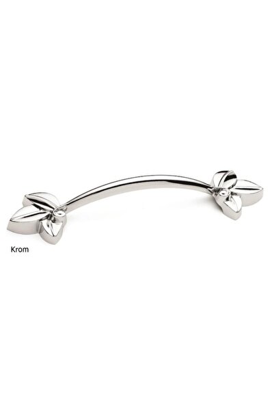 EYM Defne Mobilya Dolap Çekmece Kulp Çiçekli Krom-128 Mm ( 12,8 Cm )