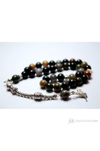 RD EKOAVM Yörem Moss Agate Stone Prayer Beads 8 Mm Globe Cut
