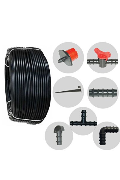 Nartan 16mm Deliksiz Damlama Sulama Boru Seti (200 Metre) Hobi Bahçe