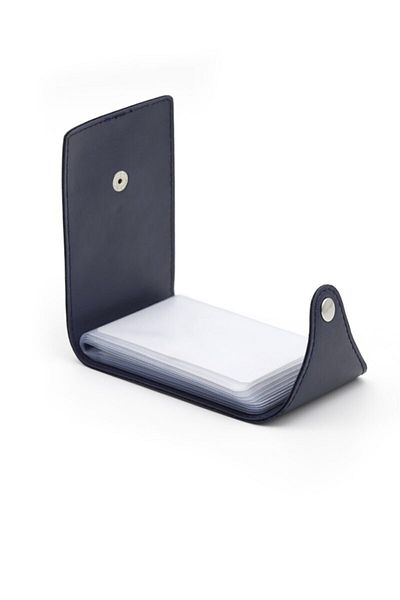 2K Credit Card Holder Dark Blue 10 Leaves Horizontal 7x10,5 Cm