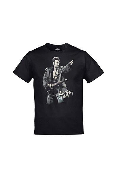 Orijin Tekstil Johnny Hallyday Unisex Printed Black T-shirt