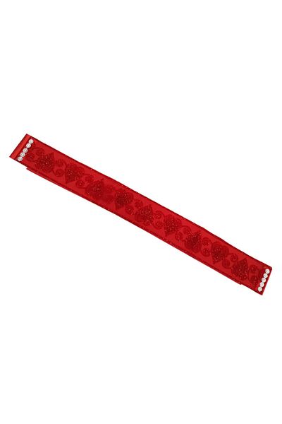 Evsay Bridal Sash Sister Sash Patterned Glitter Red