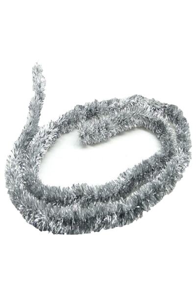 Happyland قطعتين من زينة شرابة لامعة فضية للعام الجديد بطول 2 متر