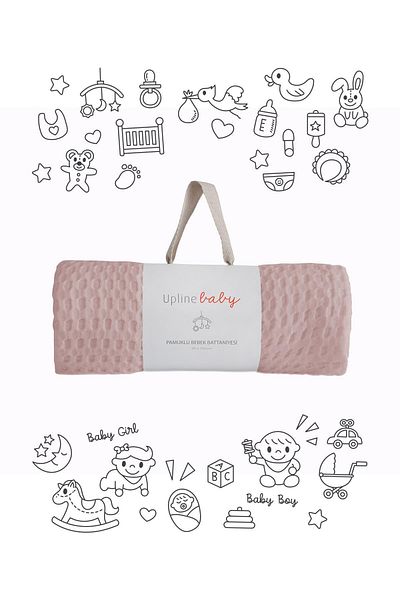Upline Baby Pink 100% Cotton Baby Blanket(90x100)