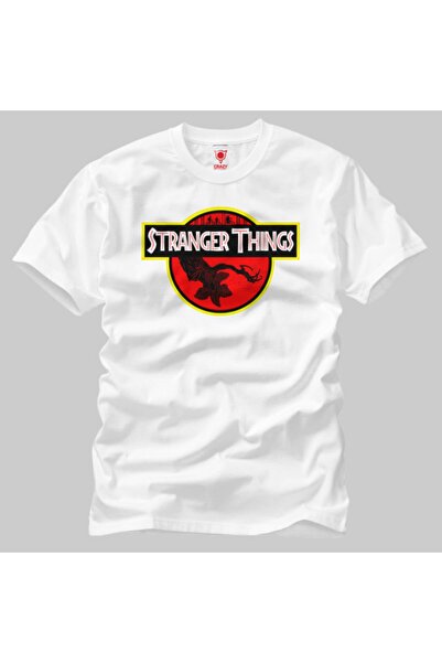 Crazy Stranger Things Jurassic Park logo muška majica