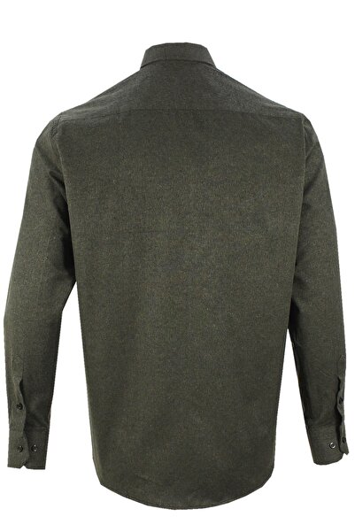 Varetta Men's Green Classic Cut Long Sleeve Collar Buttoned Winter Shirt