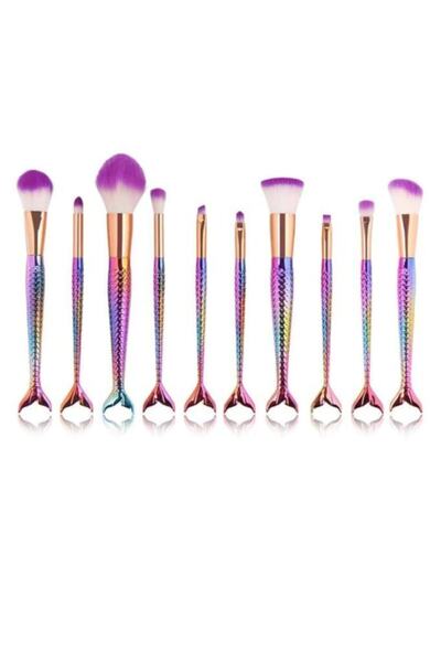 MUJGAN 10'lu Balık Makyaj Fırça Seti - Mor