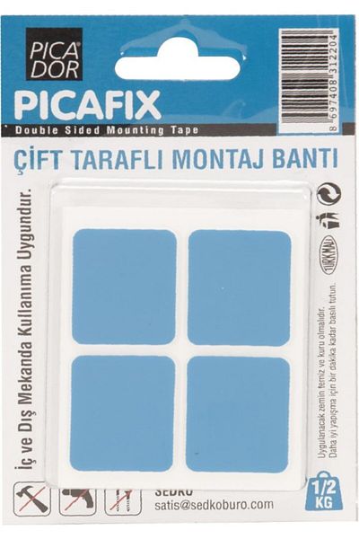 Picador 4802 Vhb Double Sided Foam Mounting Band Square (4 Pieces) Blue Kc-006
