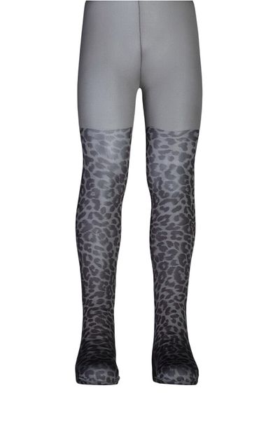 Dore Girl's Gray Leopard Patterned Pantyhose