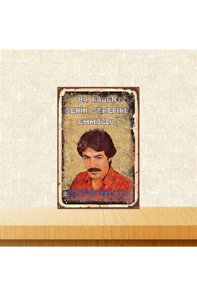 TAKIFİX Ferdi Tayfur Senin Şerefine Emmoğlu 20-30 Cm Retro Ahşap Tablo Tkfx4522