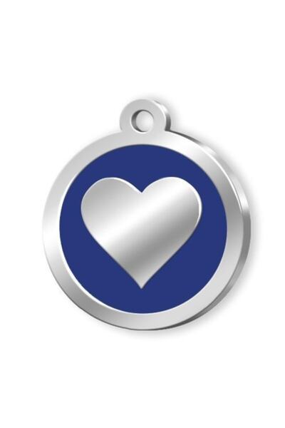 Generic Brand Pet Tag - Enameled Series Heart Patterned Imprint Blue