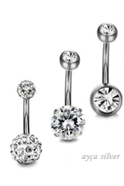 AyçaSilver 3 Pieces Belly Piercing