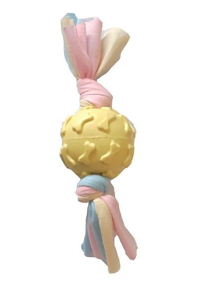 Mixpet Blue Rubber Ball Dog Toy - Rope Knotted, 22 cm