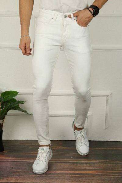 çerme Ανδρικό τζιν παντελόνι σε λευκό Slim Fit Ç13