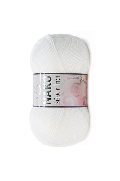 NAKO Λευκό Super Pearl Πλεκτό Χειροποίητο - 100 Gr, Ipi 208