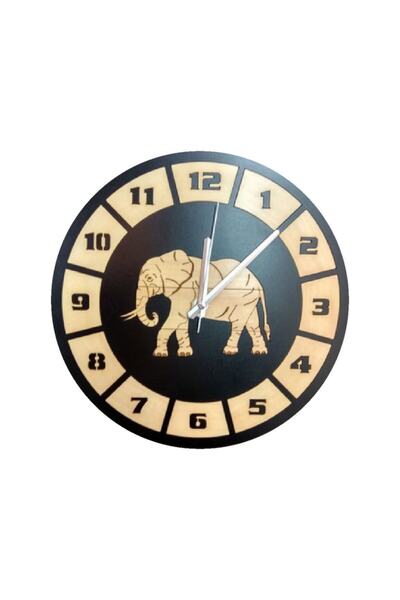 MicroWood ساعة خشبية مصنوعة يدويًا على شكل فيل