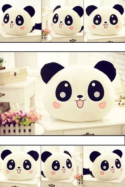 ASKA Cute Plush Pillow with Heart Cheeks and Panda Figure