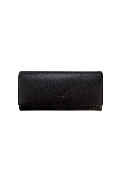 Garbalia 100% Handmade Genuine Leather Women's Money Portfolio with Black Cell Phone Compartment