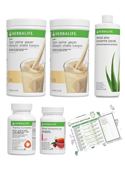 Herbalife Shake Vanilya 2 Adet + Ahududu Çay + Aloe Vera + Thermo Complete + ...