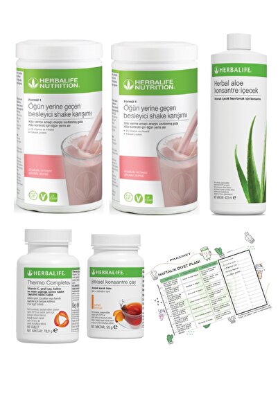 Herbalife Shake Ahududu 2 Adet + Şeftali Çay + Aloe Vera + Thermo Complete + ...