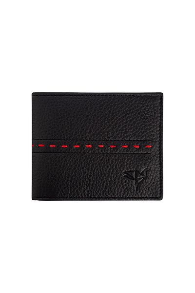 Garbalia Men's Black Handmade Genuine Leather Saddler Stitched Wallet