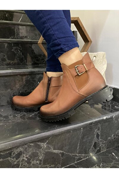 Elegant Ayakkabı Bot Paris Deri Taba