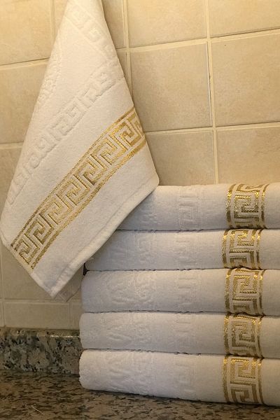 SHAL HOME Set of 6 100% Cotton Gold Jagar 30x50 Hand and Face Towels