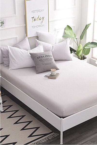 Roza Home Collection ملاءة سرير مطاطية من القطن الممشط مقاس كينغ باللون الرما...