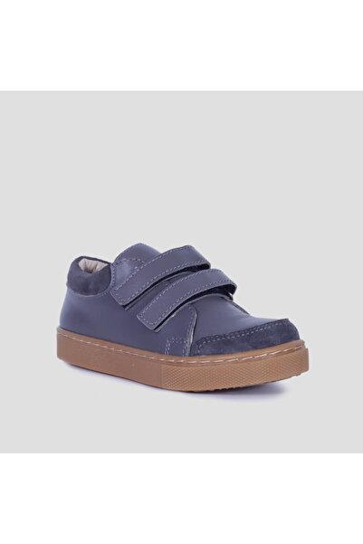Vola Kids Çift Cırtlı Deri Gri Çocuk Sneaker