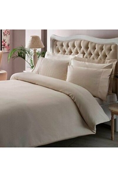 Taç Premium Basic Saten Çift Kişilik Nevresim Takımı Krem