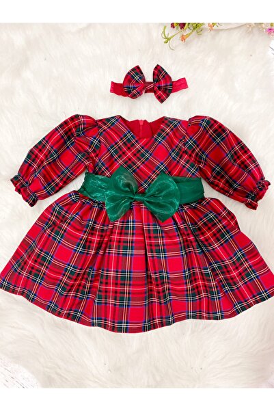 İlknur Karaca Design Rochie pentru fetiță cu mâneci lungi, cu fundă verde în ...