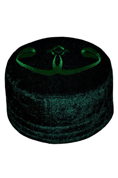 şahinbak Vavlı Green Felt Skullcap, Skullcap, Vavlı Skullcap, Molded Skullcap, Yellowing Skullcap, Green Skullcap T058