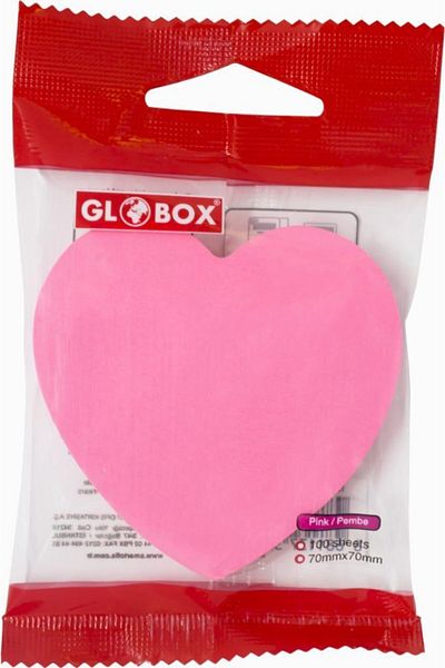 Globox Adhesive Note Paper 70x70mm Heart Shaped 100 Sheets (24 Pack) 2930