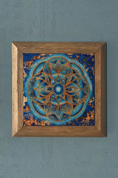 Oscar Stone Decor Masif Çerçeveli Taş Tablo-duvar Dekoru- 28x28 Cm